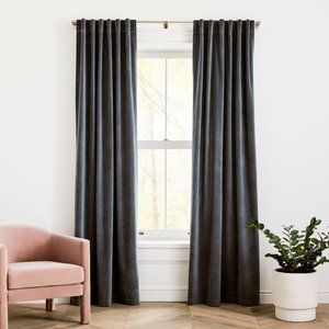 West Elm Velvet Curtain Stormy Blue 48x108